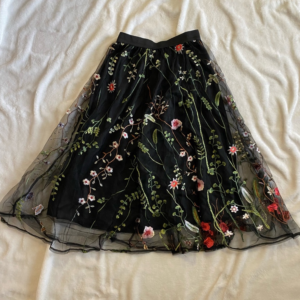 Embroidered Floral Mesh Shirt